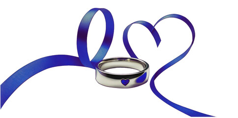 Obraz premium decorative shiny blue ribbon heart for Xmas and anniversary