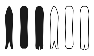 snow board icon set with different type, vector illustration isolated on white background.