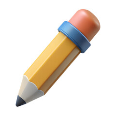 Plastic cartoon 3d icon of pencil