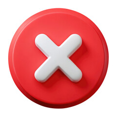 Fototapeta premium red cross button 3d icon in cartoon plastic style minimal isolated on transparent white background, clipping path