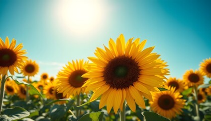 Obraz premium Vibrant Sunflowers Embrace a Sunny Day