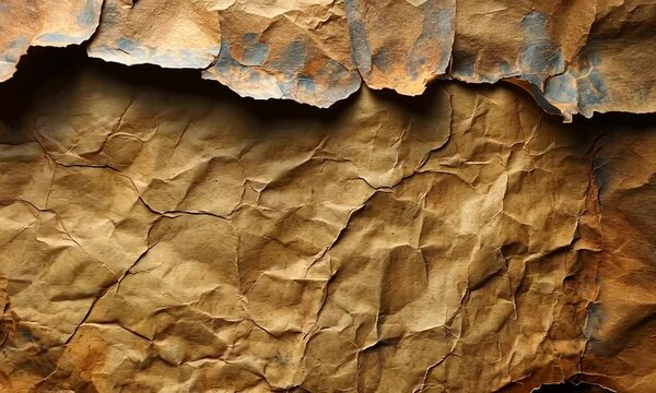 A textured, crumpled paper background with rusty edges.