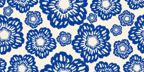 Ikat floral paisley embroidery seamless pattern on background. Ikat ethnic flower oriental pattern traditional. Aztec-style abstract vector illustration. design for ikat floral fashion fabric,clothing