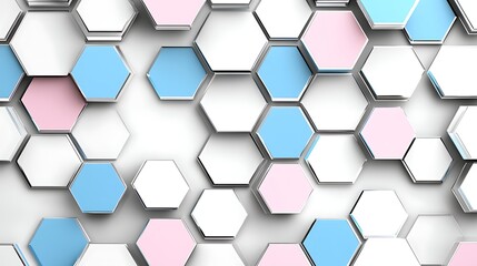 Fototapeta premium Abstract Hexagon Pattern Pastel Blue Pink White Geometric Background