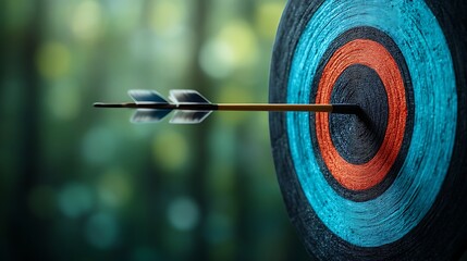 Arrow hitting the bullseye of a target.