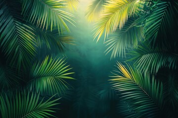 Lush Tropical Palm Leaves Background