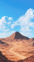 Naklejka premium Vibrant anime style desert landscape sahara desert digital art sunny environment wide viewpoint elegant composition