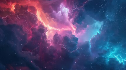 Abstract lightning in a vibrant storm.