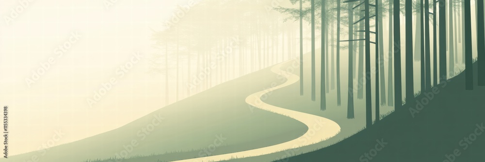 Leinwandbilder Winding forest path in minimalist style leading into a tranquil distance. Generative AI