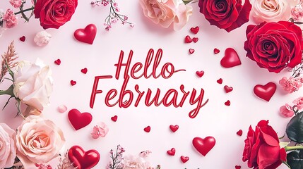 A Valentine's Day card with a red background and a bunch of red roses