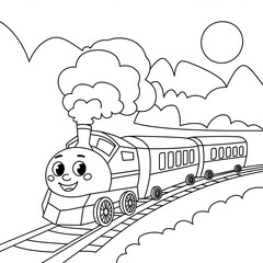 train   coloring page drawing