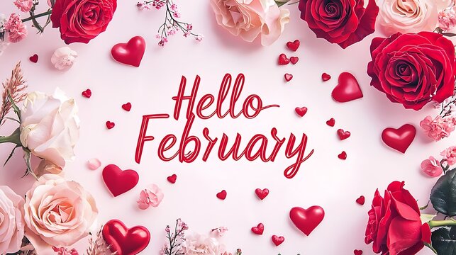 A Valentine's Day card with a red background and a bunch of red roses