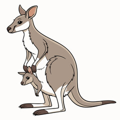 Adorable joey kangaroos peeking out of their mother's pouch, beautifully illustrated in this vibrant vector artwork, perfect for wildlife themes and nature-inspired designs.