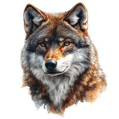 Fototapeta premium Illustration realistic artistic wolf head design isolated on transparent background