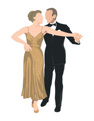 A couple at a dance party. Vector illustration isolated on white background.