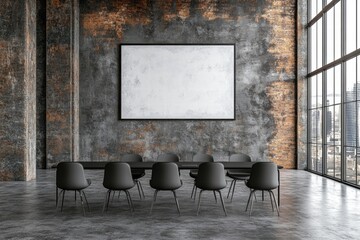 Modern Loft Meeting Room with Blank Canvas