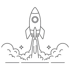 rocket blasting coloring page drawing