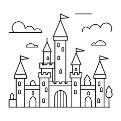Fototapeta premium castle coloring page drawing