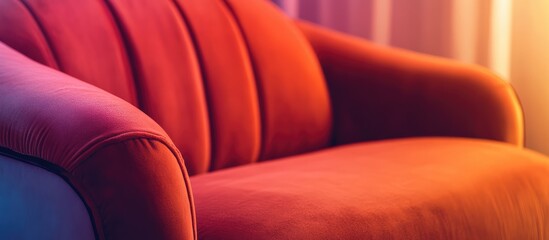 Fototapeta premium Warm hued plush sofa in soft focus creating an inviting abstract background ideal for interior design and decor presentations