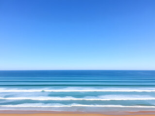 Obraz premium Waves rolling in beachside serenity coastal landscape calm environment wide-angle view nature's beauty