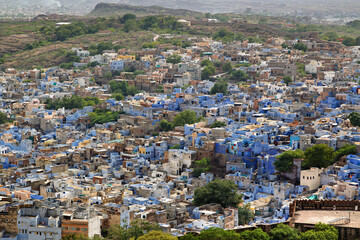 View of the blue city of Jodhpur in Rajastan