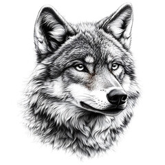 Illustration wolf artistic realistic head design isolated on transparent background