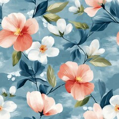 Obraz premium Abstract flower blooming design. Pattern with floral seamless. Grunge textured abstract art vector with flower and plants in watercolor style.