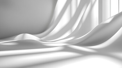 Fototapeta premium Elegant Draped Fabric Mockup: Close-Up 3D Render of Luxurious White Textile. AI Generated