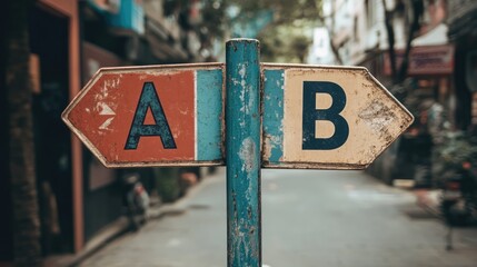 Direction signs for Plan A and Plan B in an urban setting representing choices and decision-making concepts in everyday life