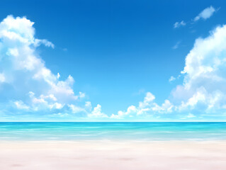 Fototapeta premium Relaxing beach scene with clear sky and gentle waves coastal paradise digital art serene environment coastal perspective