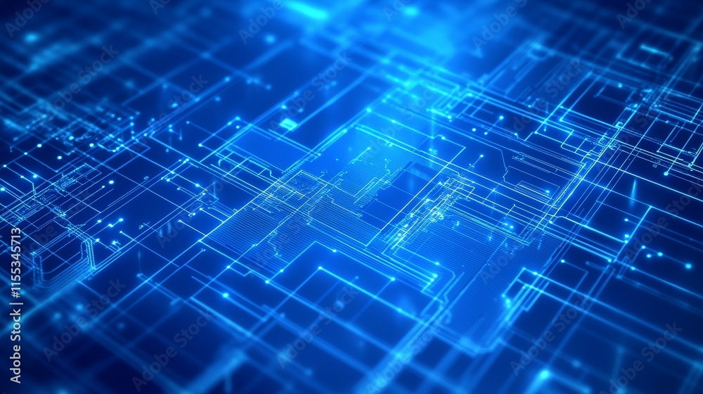 Poster abstract digital blueprint with circuit diagrams for electronics engineering and design