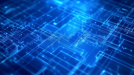 Abstract Digital Blueprint with Circuit Diagrams for Electronics Engineering and Design