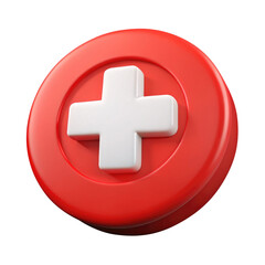 Fototapeta premium cross button 3d icon in cartoon plastic style minimal isolated on transparent white background, clipping path