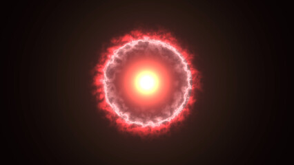 Abstract red white energy particle sphere glowing electric magical futuristic high-tech space.	