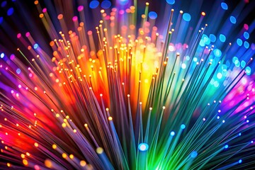 Colorful Optical Fiber Lamp, Abstract Background, Closeup Photography, Fiber Optics, Illuminated Fibers, Light Art