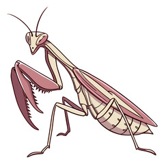 A striking vector illustration of an orchid mantis in hunting mode, showcasing its unique features and dynamic posture.