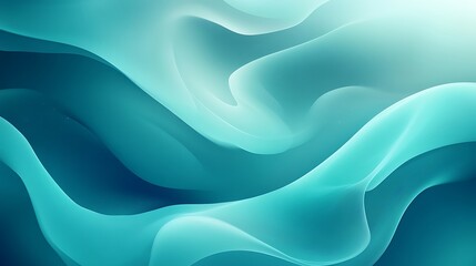 Obraz premium Fluid Teal Abstract 3D Render: Serene Waves Digital Artwork. AI Generated