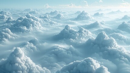 Aerial view of fluffy cumulus cloudscape.