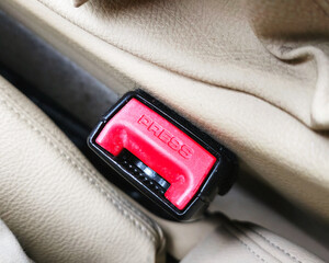 Seat belt buckle in car
