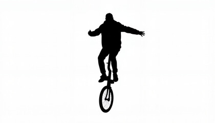 Silhouette of a person riding a unicycle

