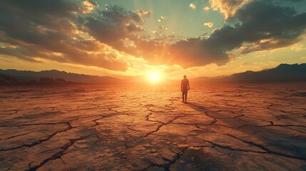 Sunset solitude desert landscape nature tranquil environment horizon