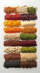 Rainbow plant protein powerhouse ingredients flat lay