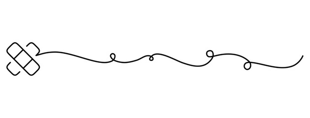 Medical plaster one line continuous drawing.Vector linear illustration.