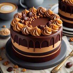 2 Chocolate cake with peanut butter filling and peanut butter bu