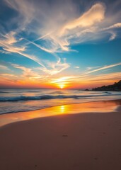 Beach Wallpaper of Beautiful sunset above the sea beach wallpaper summer wallpaper beach background tropical nature