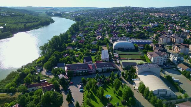 aerial orbit of Capitol Football club headquarters in Iasi, Romania