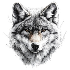 Fototapeta premium Realistic head wolf illustration artistic concept isolated on transparent background