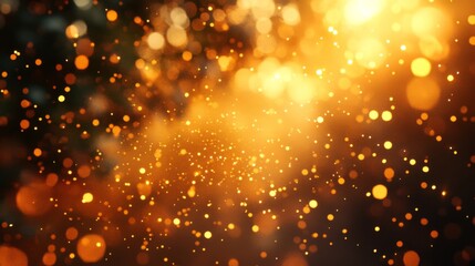 Obraz premium Sparkling golden particles against a dark background