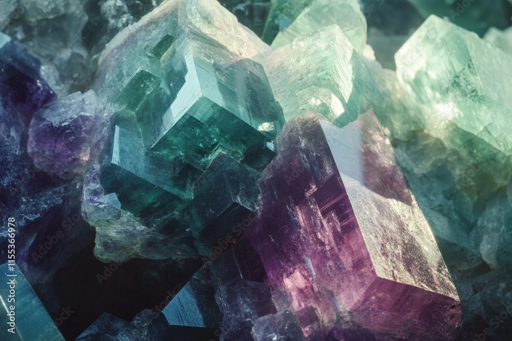 Poster an array of multi-hued crystalline structures showcases stunning vibrant colors and intricate detail