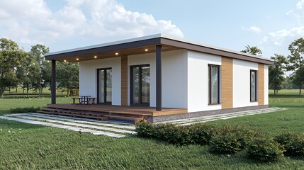 Modern Prefabricated House Design: Minimalist Architecture in a Green Landscape